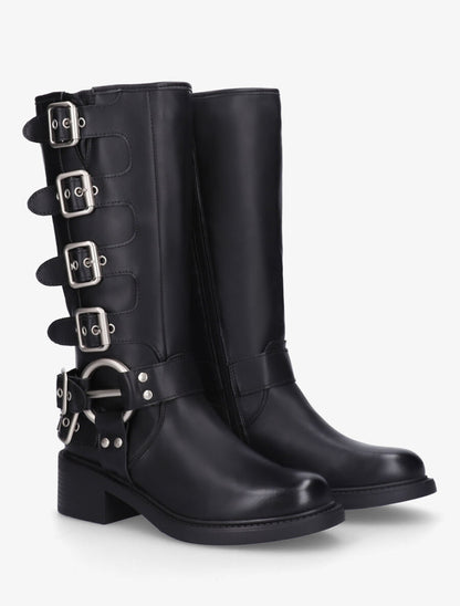 Bottes en simili à boucles - Noir - 4