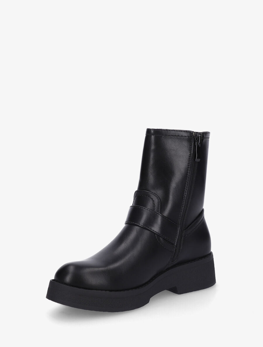 Bottines en simili à boucles stylisées - Noir - 3
