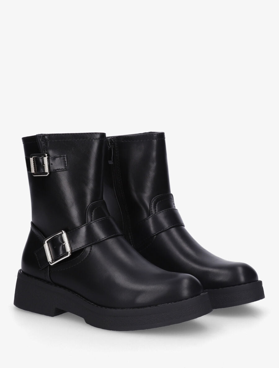 Bottines en simili à boucles stylisées - Noir - 4