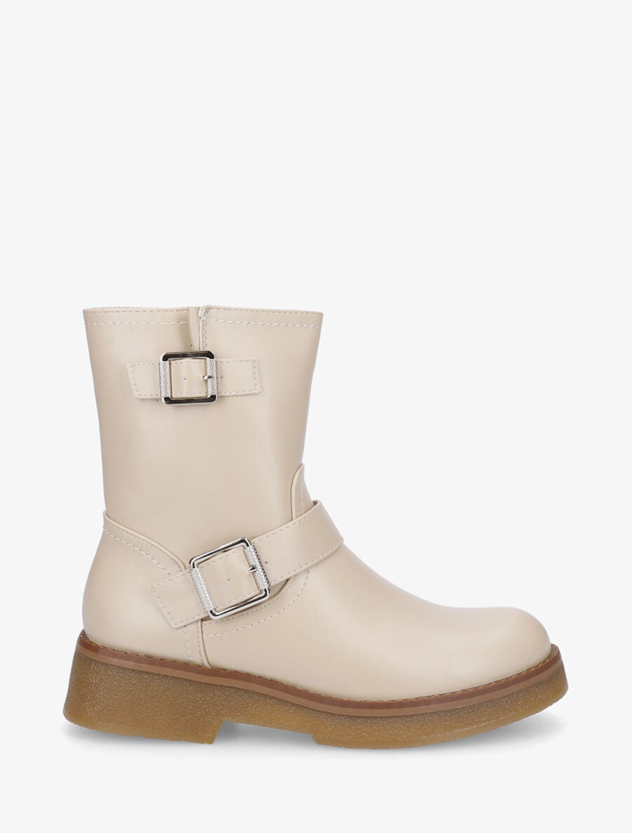 Bottines en simili à boucles stylisées - Beige - 5