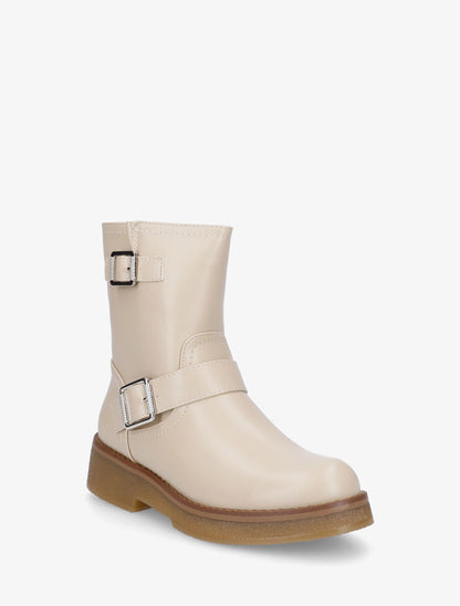 Bottines en simili à boucles stylisées - Beige - 2
