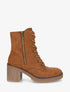 Bottines montantes en suédine et à talon - Camel - 1