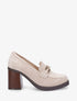 Mocassins en suédine à talon épais - Beige - 1
