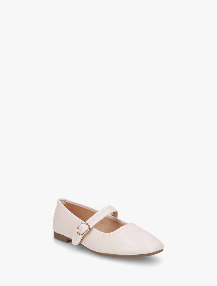 Ballerines en simili à bride à boucle - Beige - 2