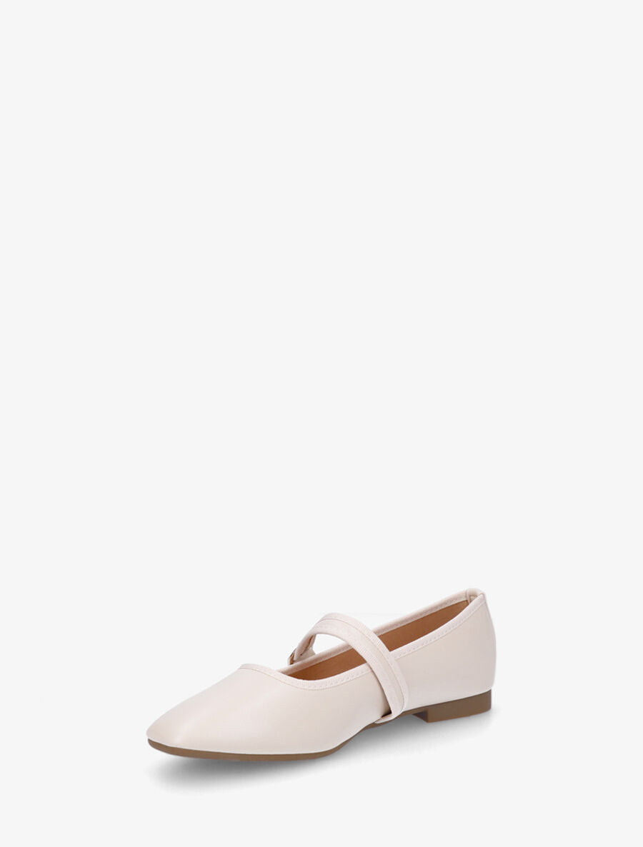 Ballerines en simili à bride à boucle - Beige - 3