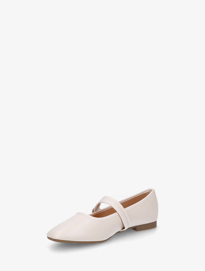 Ballerines en simili à bride à boucle - Beige - 3