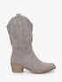 Bottines en suédine ajourées style santiags - Gris - 1