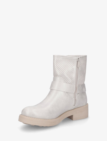 Bottines en simili nacré à quartier ajouré et boucles - Argent - 3