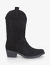 Bottines en suédine style santiags - Noir - 1