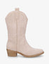 Bottines en suédine style santiags - Beige - 1