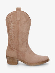 Bottines en suédine style santiags - Taupe - 5