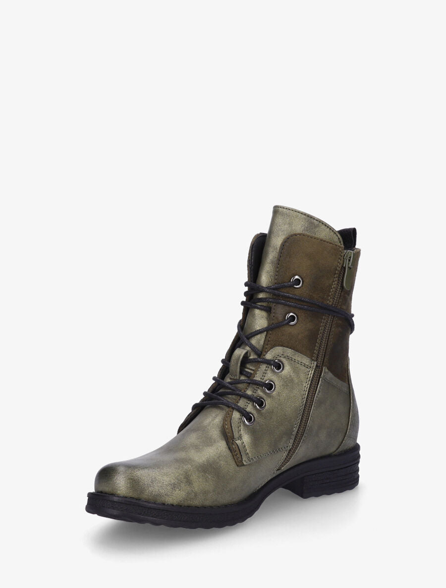 Bottines montantes et bimatière à lacets - Kaki - 3