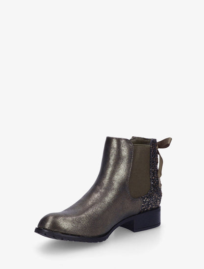 Bottines en simili nacré à contrefort pailleté - Kaki - 3