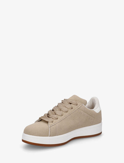 Sneakers en suédine à flocage - Taupe - 3