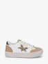 Sneakers bimatière et étoile incrustée - Taupe - 1