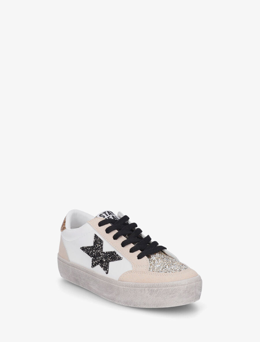 Sneakers bimatière et étoile incrustée - Noir - 2