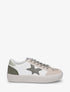 Sneakers bimatière et étoile incrustée - Kaki - 1