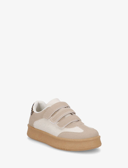 Sneakers bicolore à scratch - Taupe - 2