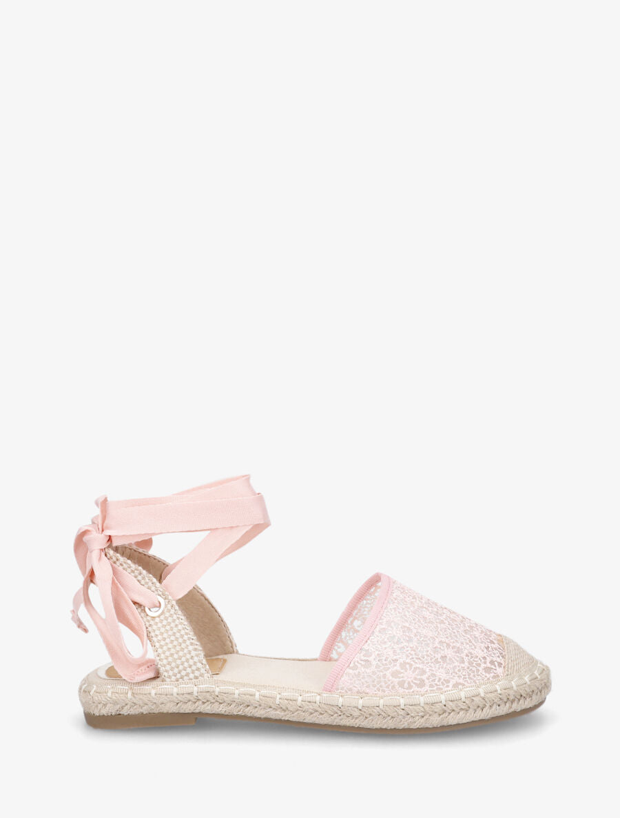 Espadrilles avec liens à nouer - Rose - 1