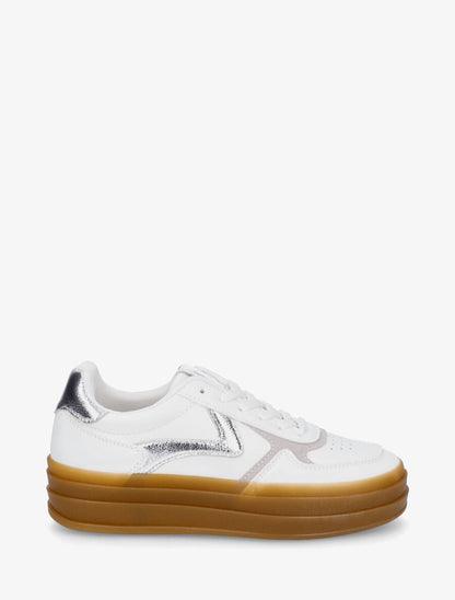 Sneakers à bandes irisées et semelle épaisse - Argent - 5