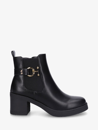 Bottines élastiquées à talon bloc - Noir - 1