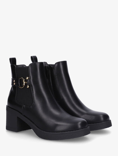 Bottines élastiquées à talon bloc - Noir - 4