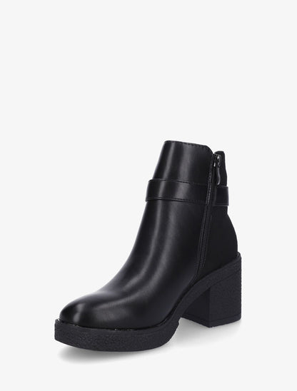 Bottines bi-matière à talon texturé - Noir - 3