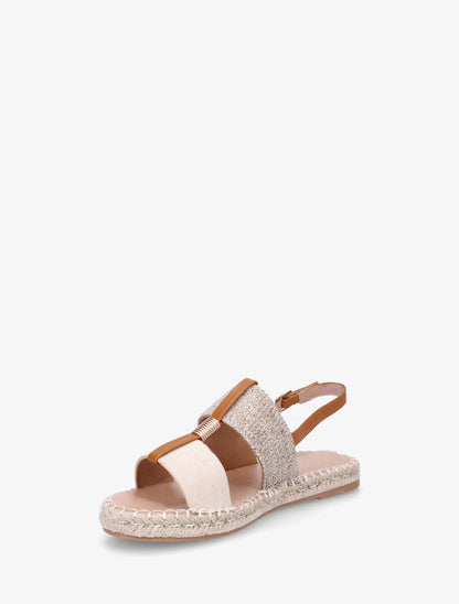 Sandales à ganses simili et effet osier - Beige - 3