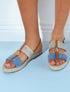Sandales à ganses simili et effet osier - Bleu - 1