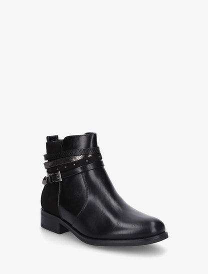 Bottines bi-matière à bandes dépareillés - Noir - 2