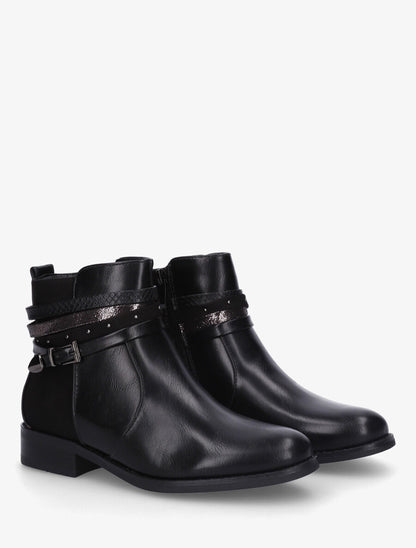 Bottines bi-matière à bandes dépareillés - Noir - 4