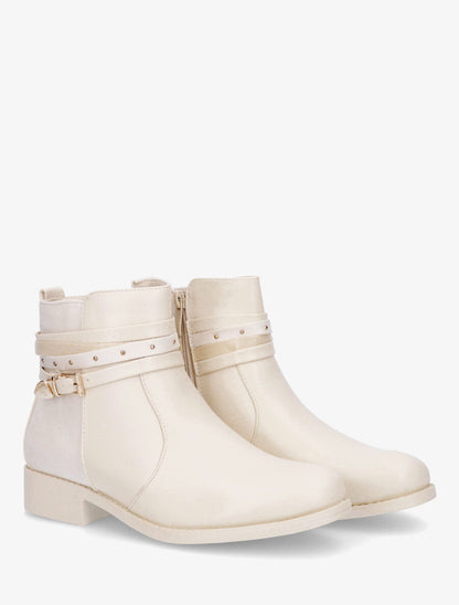 Bottines bi-matière à bandes dépareillés - Crème - 4