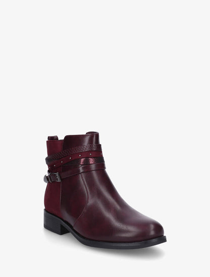 Bottines bi-matière à bandes dépareillés - Bordeaux - 2