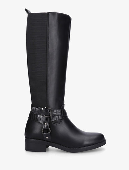 Bottes élastiquées à détail effet croco - Noir - 5