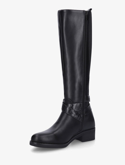 Bottes élastiquées à détail effet croco - Noir - 3