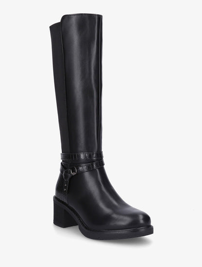 Bottes élastiquées à contrefort effet croco - Noir - 2