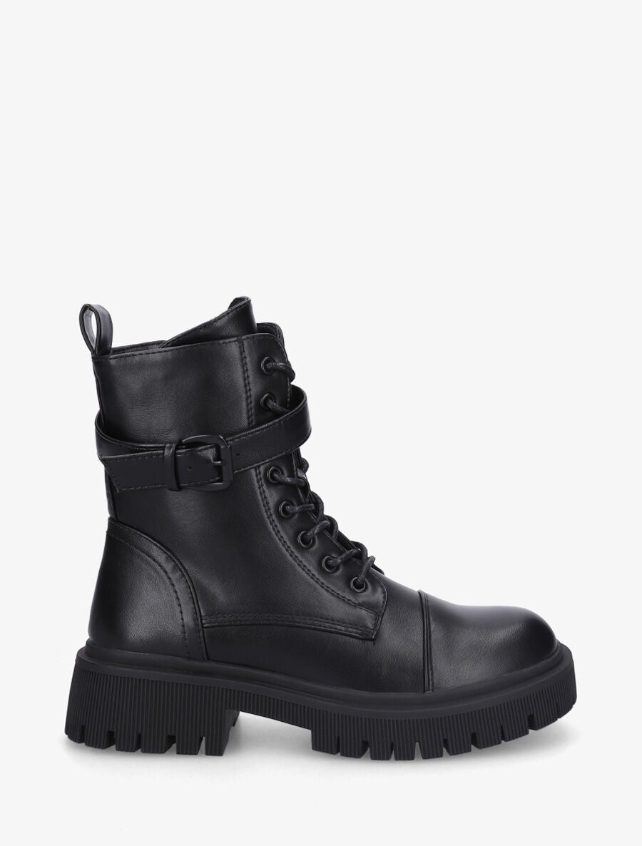 Bottines montantes à semelle et talon striés - Noir - 1
