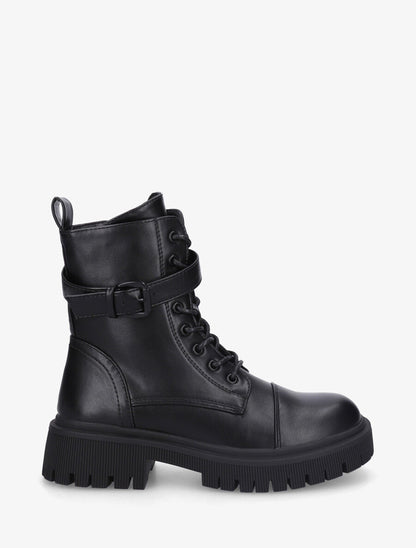 Bottines montantes à semelle et talon striés - Noir - 1