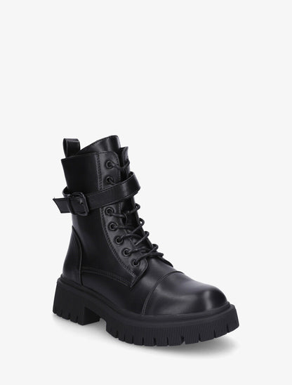Bottines montantes à semelle et talon striés - Noir - 2