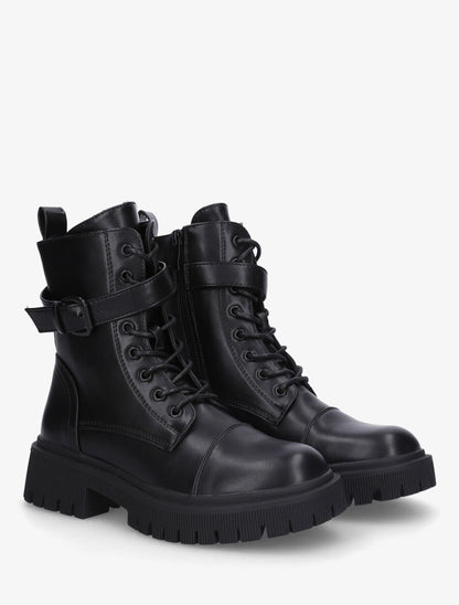 Bottines montantes à semelle et talon striés - Noir - 4