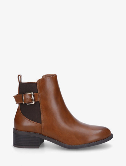 Bottines élastiquées et sanglées - Camel - 1