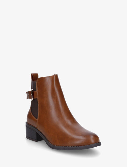 Bottines élastiquées et sanglées - Camel - 2