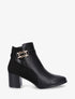 Bottines à talon et boucle décorative - Noir - 1