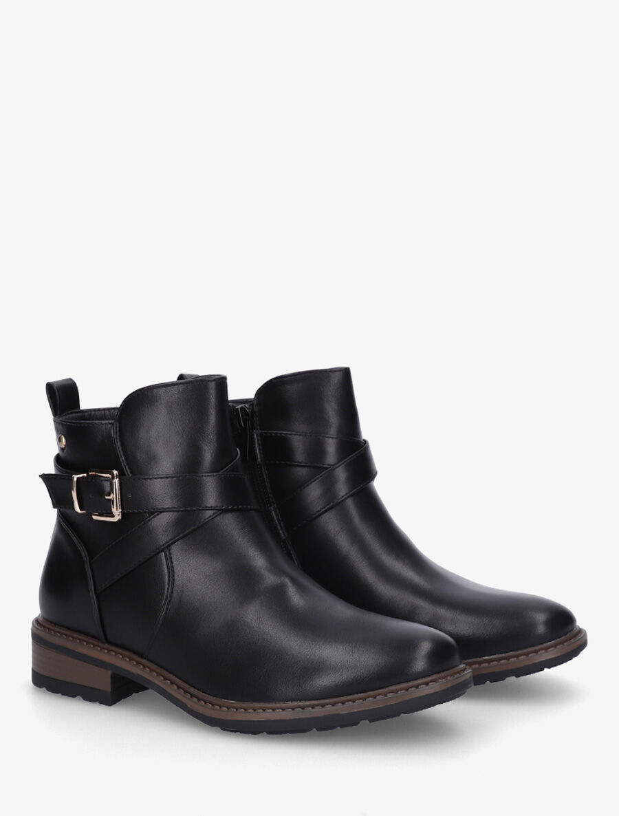 Bottines unies en simili - Noir - 4