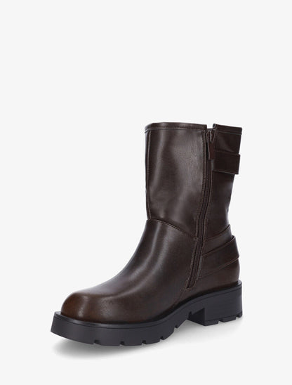 Bottines en simili à double sangles - Marron - 3