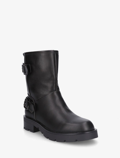 Bottines en simili à double sangles - Anthracite - 2