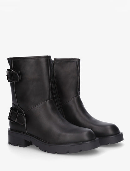 Bottines en simili à double sangles - Anthracite - 4
