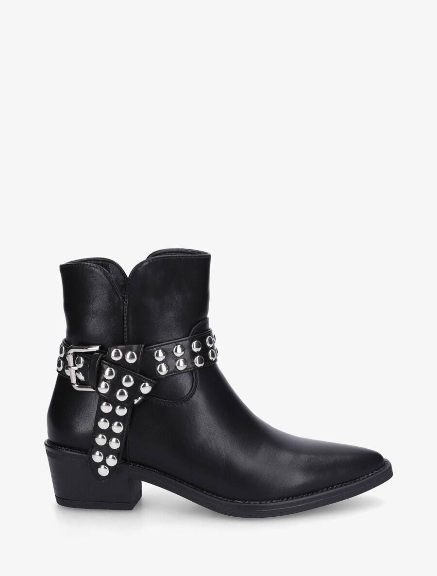 Bottines cloutées style santiags - Noir - 1