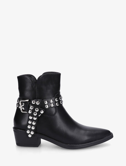 Bottines cloutées style santiags - Noir - 1