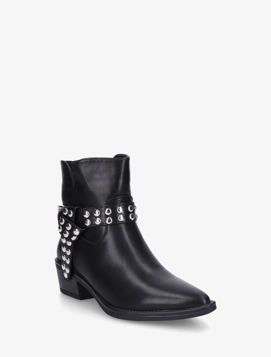 Bottines cloutées style santiags - Noir - 2